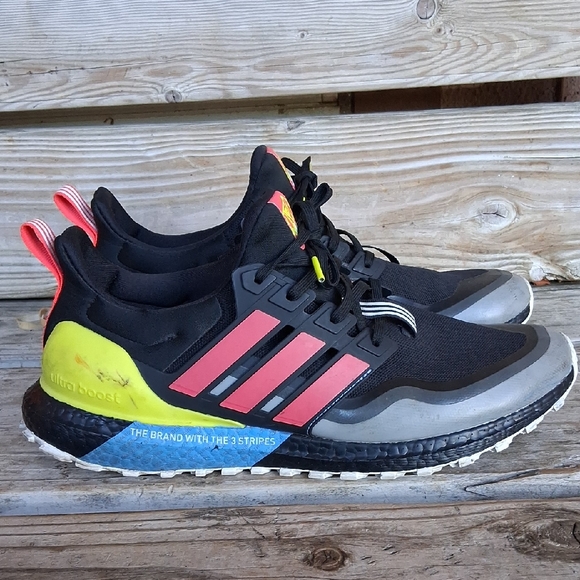 adidas Men's Black with Coral & Yellow UltraBoost All Terrain Athletic Shoes - Picture 3 of 15